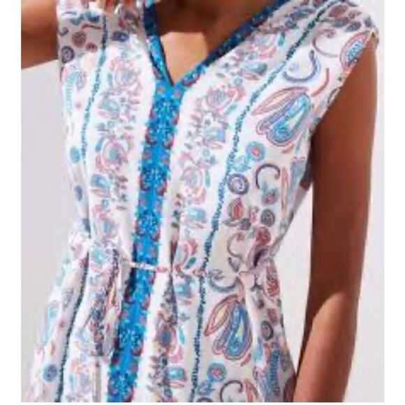 Loft paisley deep vee neck shift dress fully lined - Picture 1 of 12